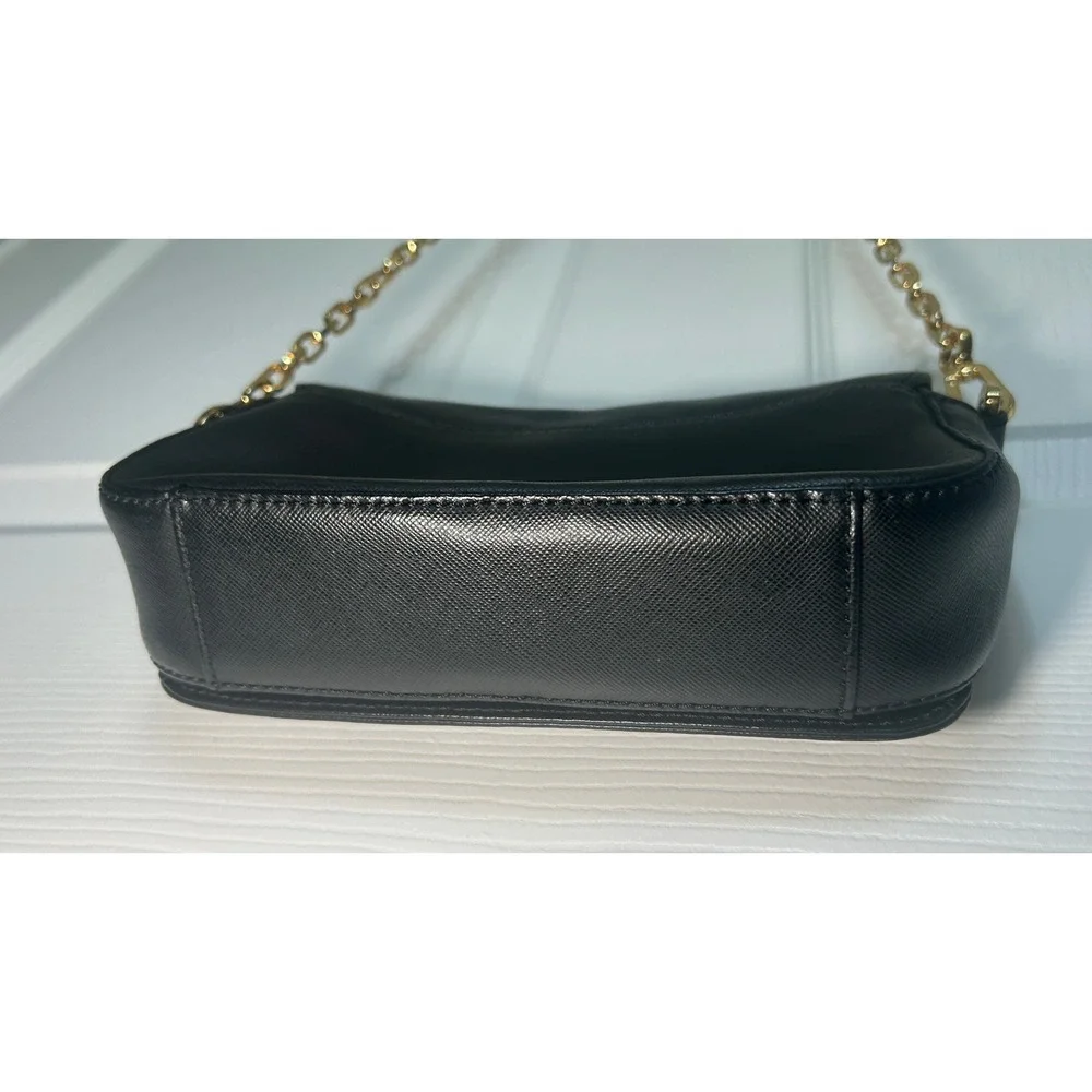 Tory Burch Robinson Black Saffiano Leather Chain Flap Crossbody Shoulder Bag‎